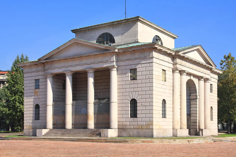 Former toll house (Italian: Casello dazario) of city gate at Piazza Sempione, Milan, Lombardy, Italy.