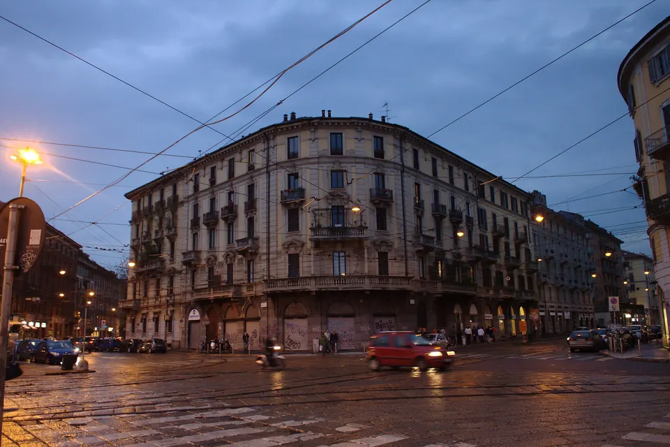 A corner house near Porta Genova Station, Milan, Italy