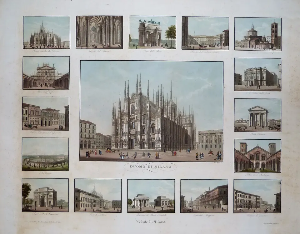 "Vedute di Milano", Alessandro Angeli Primo Torchiana, 1828